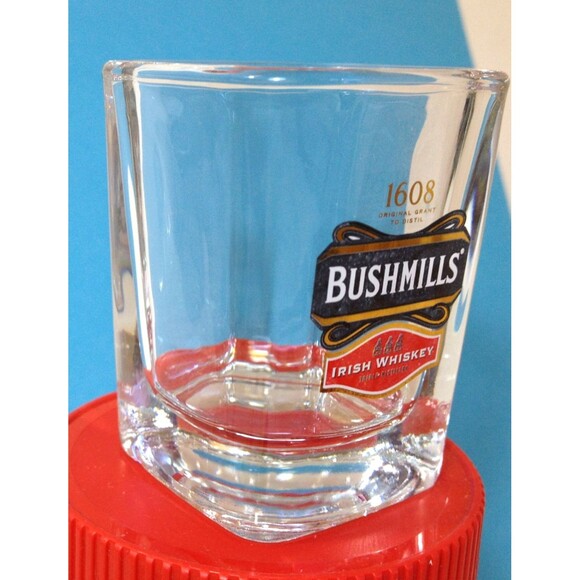 Vintage Bushmills 1608 Irish Whiskey Shot Glass Square Heavy Glass - Picture 2 of 8